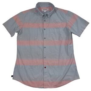 Mizzen Main Shirt Mens Size M Trim Fit Red Blue Stripe Button Up Performance S/S